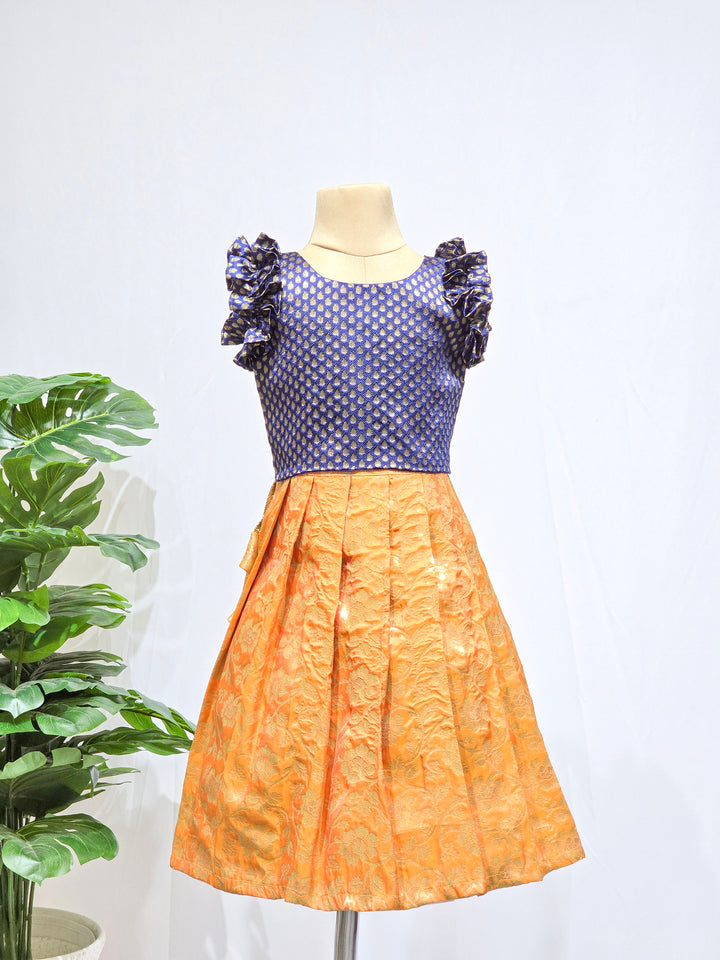Amara - Navy Orange Minipattu