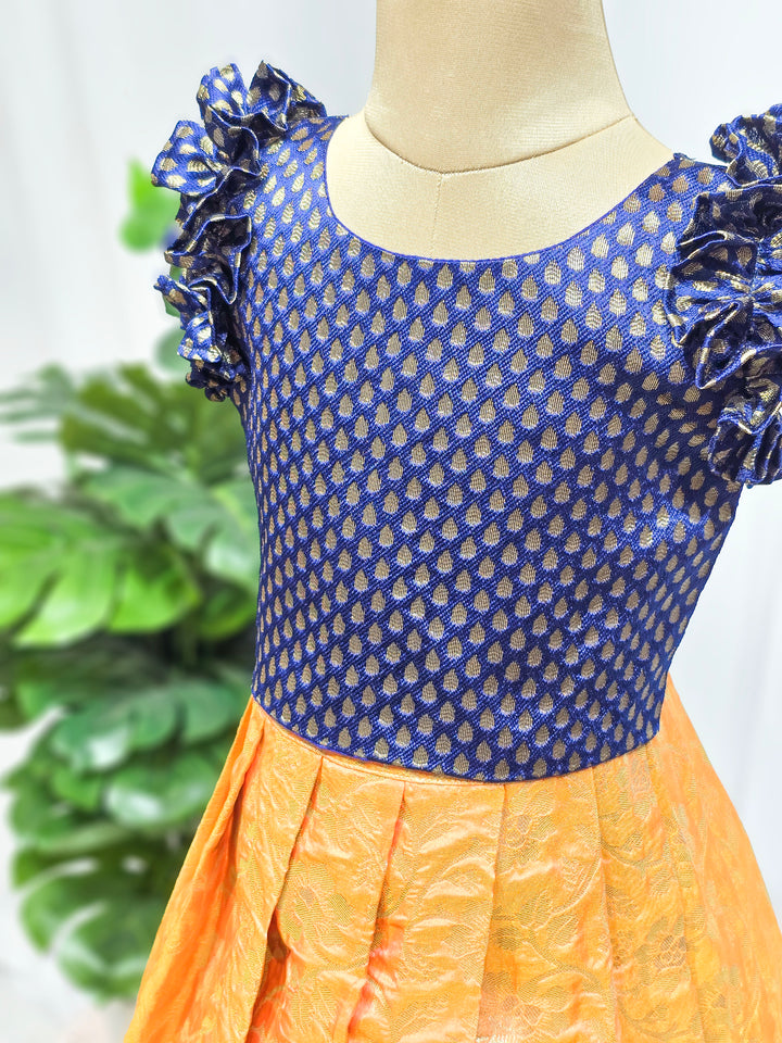 Amara - Navy Orange Minipattu