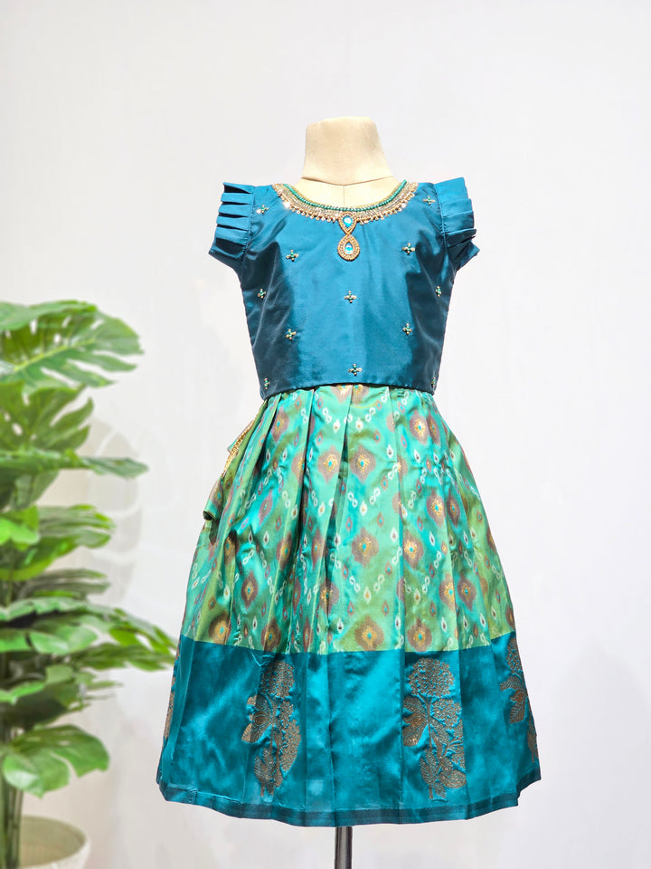 Vaishnavi - Teal Blue Designer Minipattu