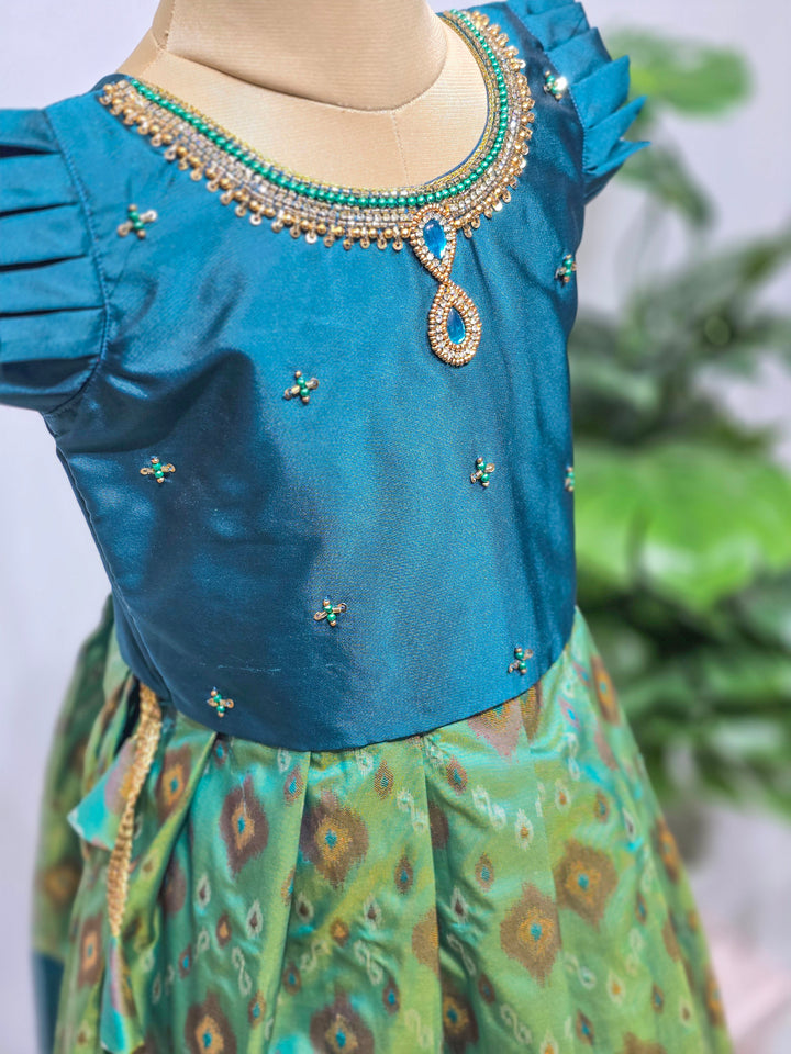 Vaishnavi - Teal Blue Designer Minipattu