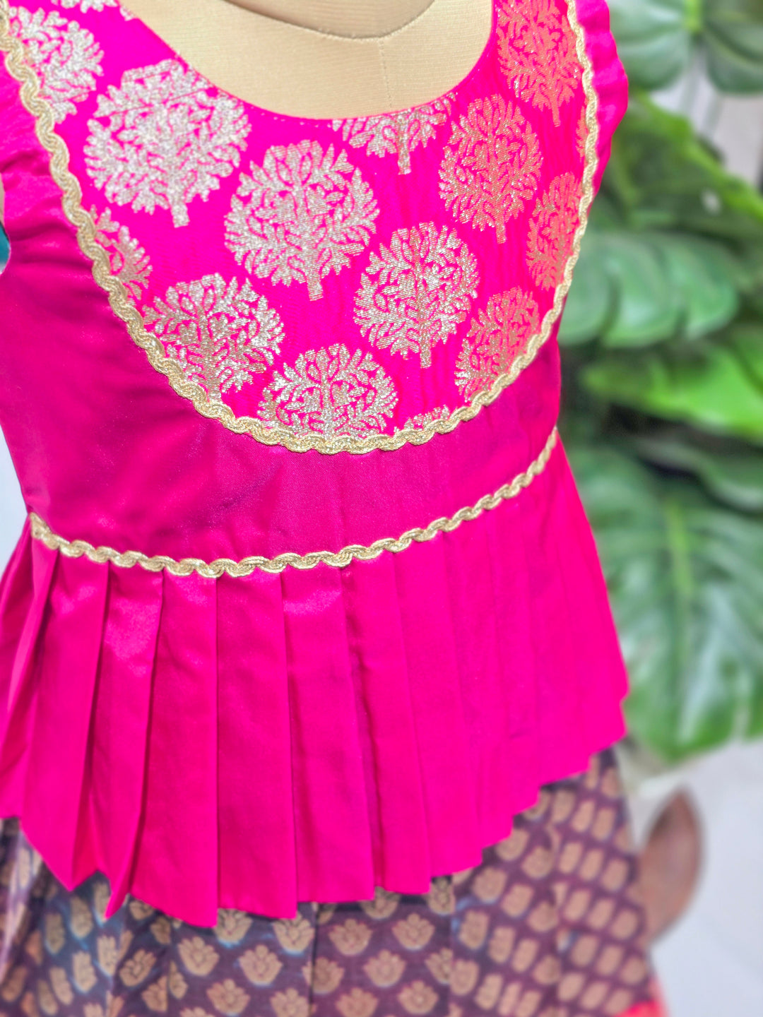 Nandhini - Pink Blue Pattu Pavadai Minipattu