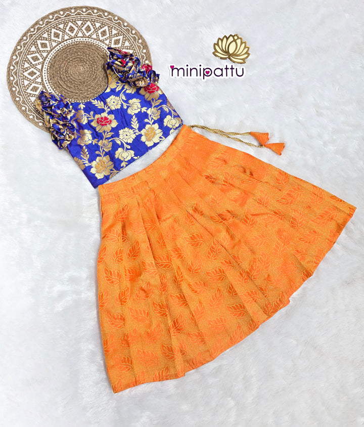 Amara - Blue Floral Orange Minipattu