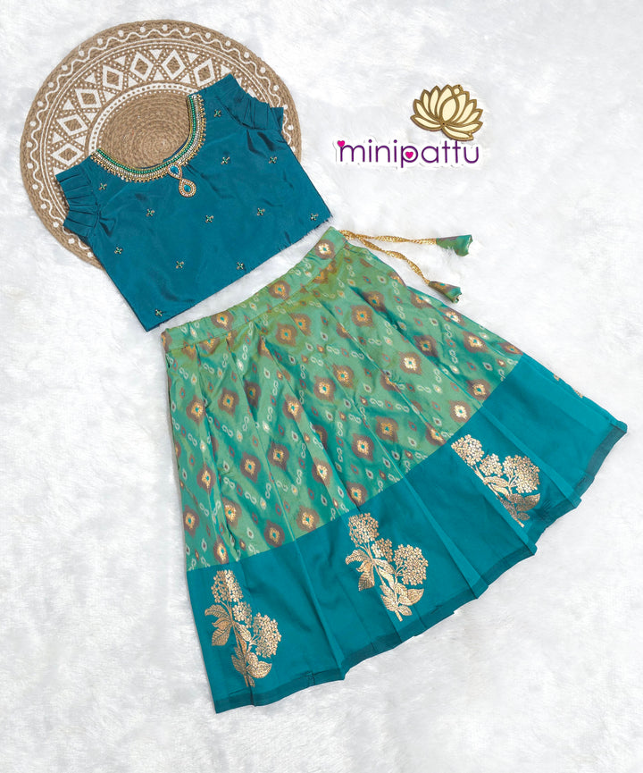 Vaishnavi - Teal Blue Designer Minipattu