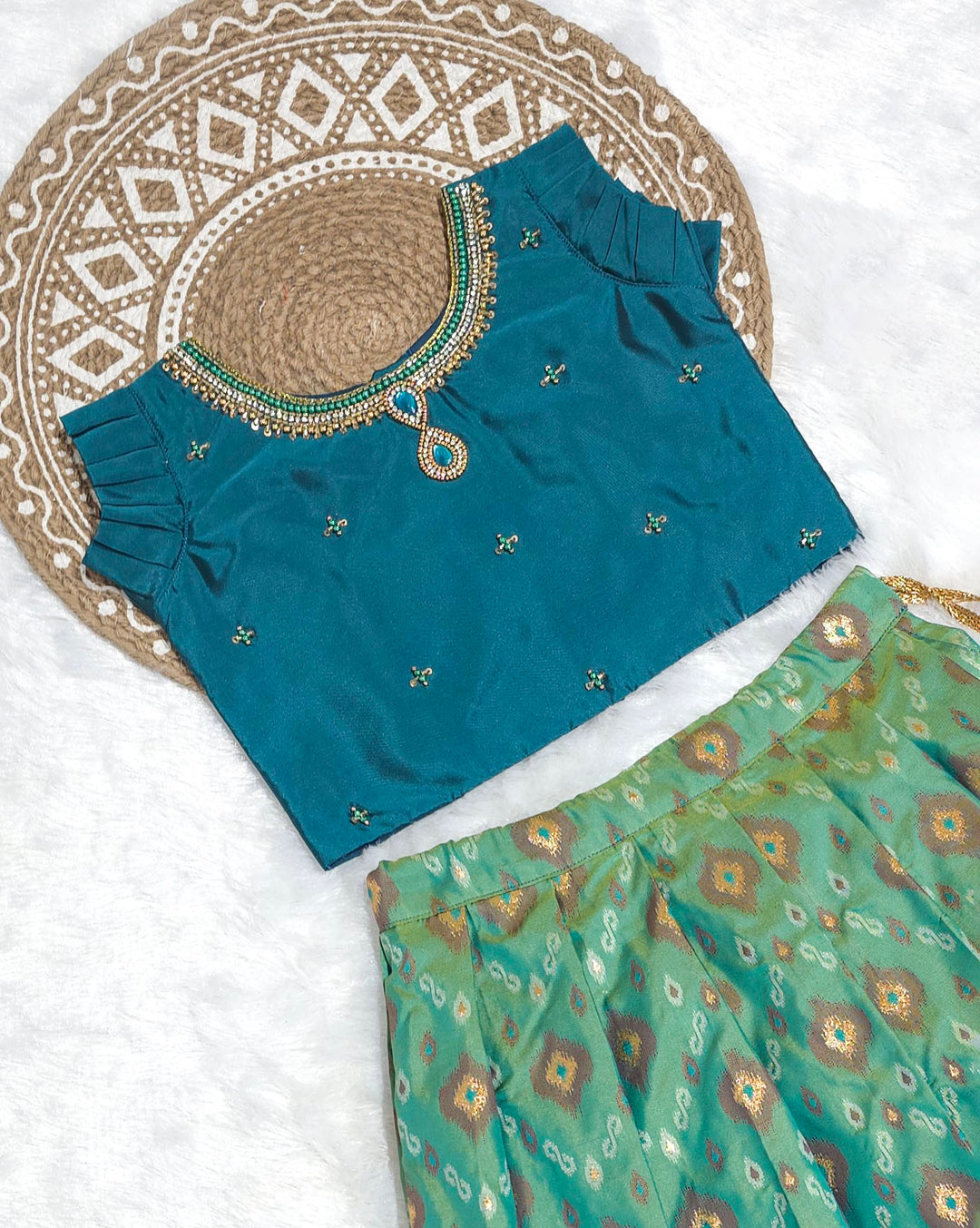 Vaishnavi - Teal Blue Designer Minipattu