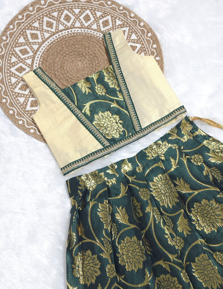 Devika - Green Brocade Minipattu