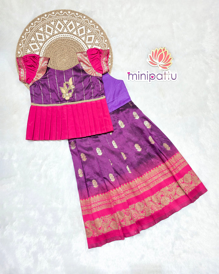 Meena - Purple Pink Pattu Pavadai Minipattu