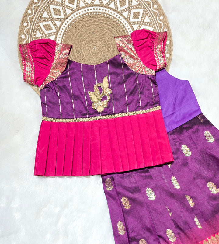 Meena - Purple Pink Pattu Pavadai Minipattu