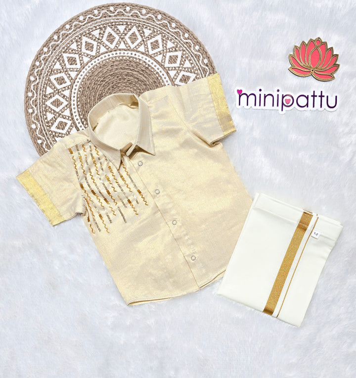 Siddharth - Half White Tissue Shirt & Vesti Set