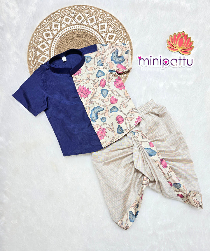 Yuvan -Blue Kurta & Dhothi Set