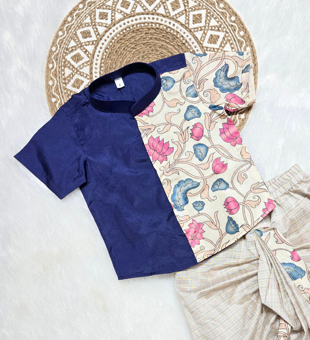 Yuvan -Blue Kurta & Dhothi Set