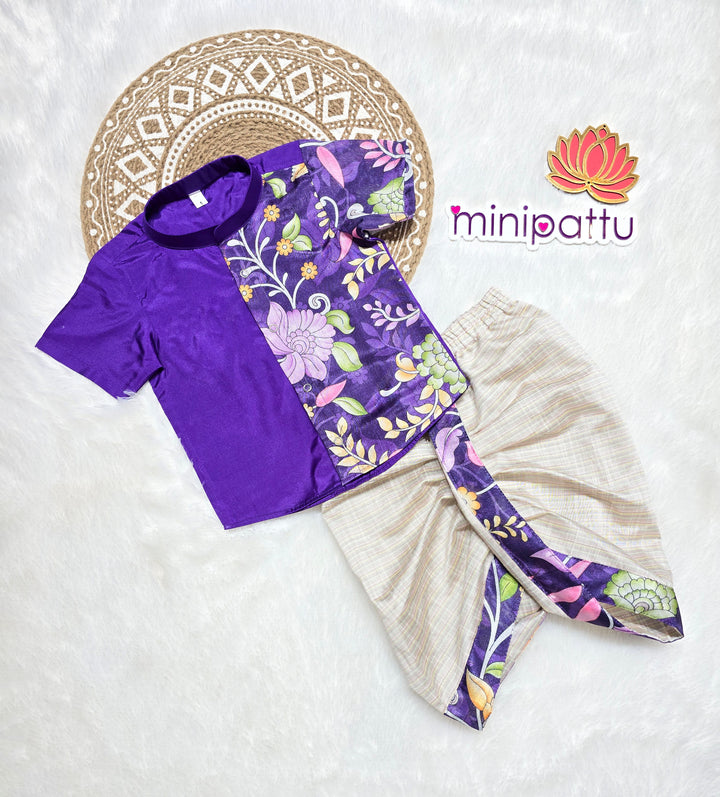 Yuvan - Violet Kurta & Dhothi Set