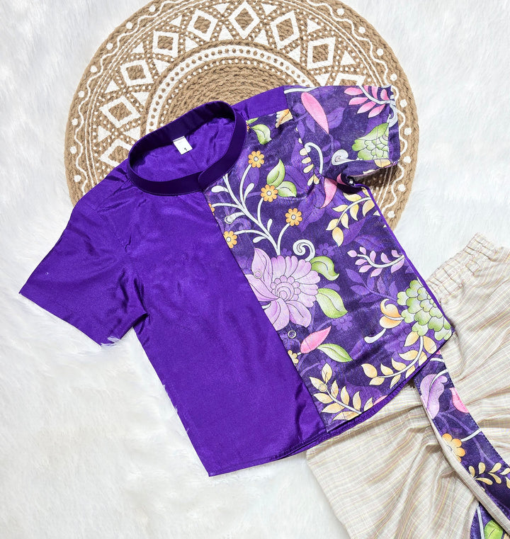Yuvan - Violet Kurta & Dhothi Set