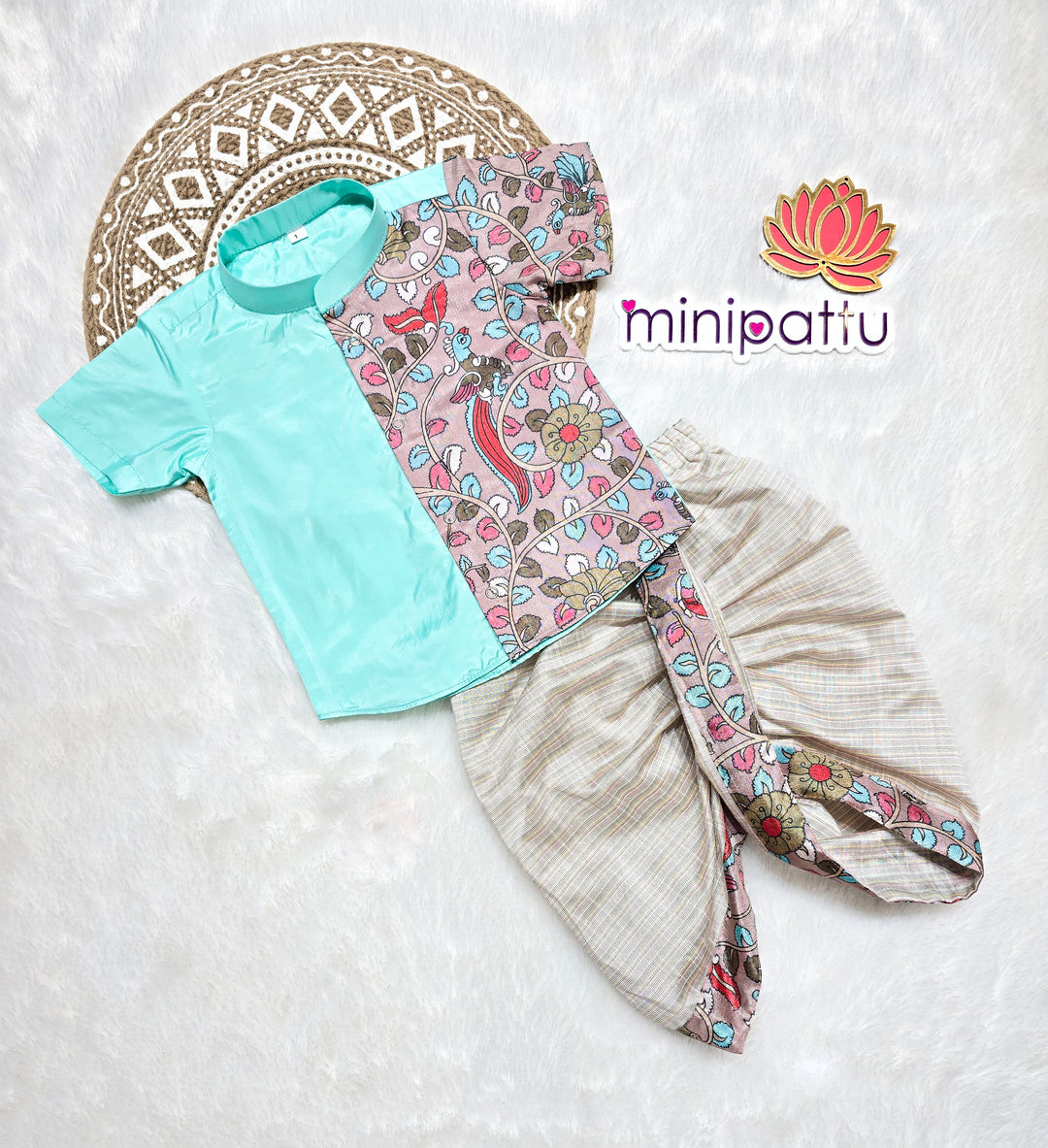 Yuvan -Turquoise Kurta & Dhothi Set