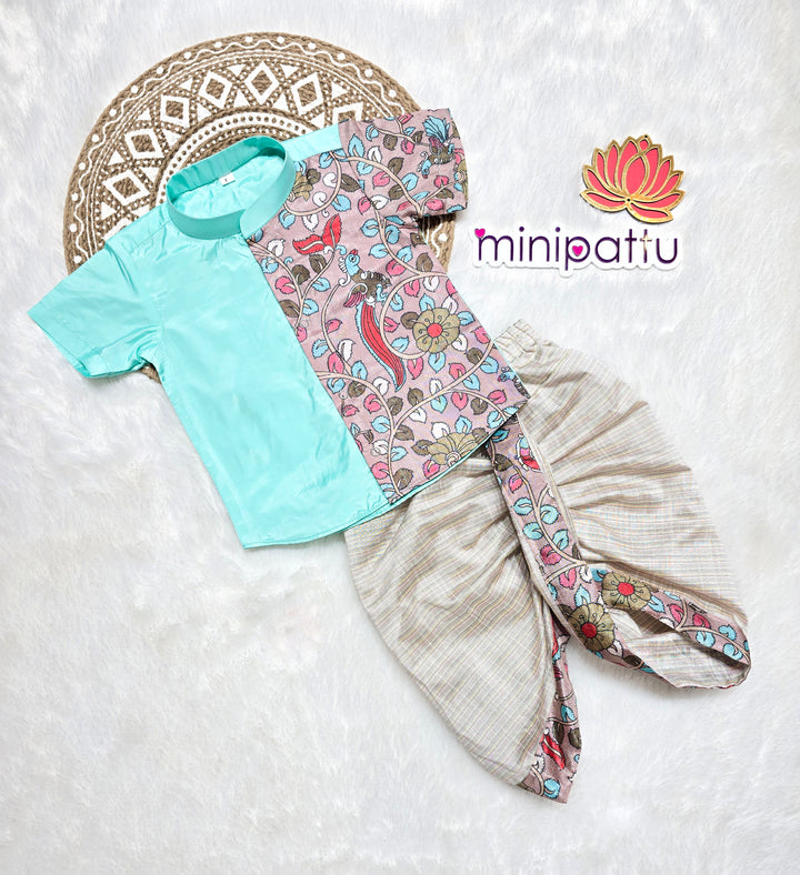 Yuvan -Turquoise Kurta & Dhothi Set