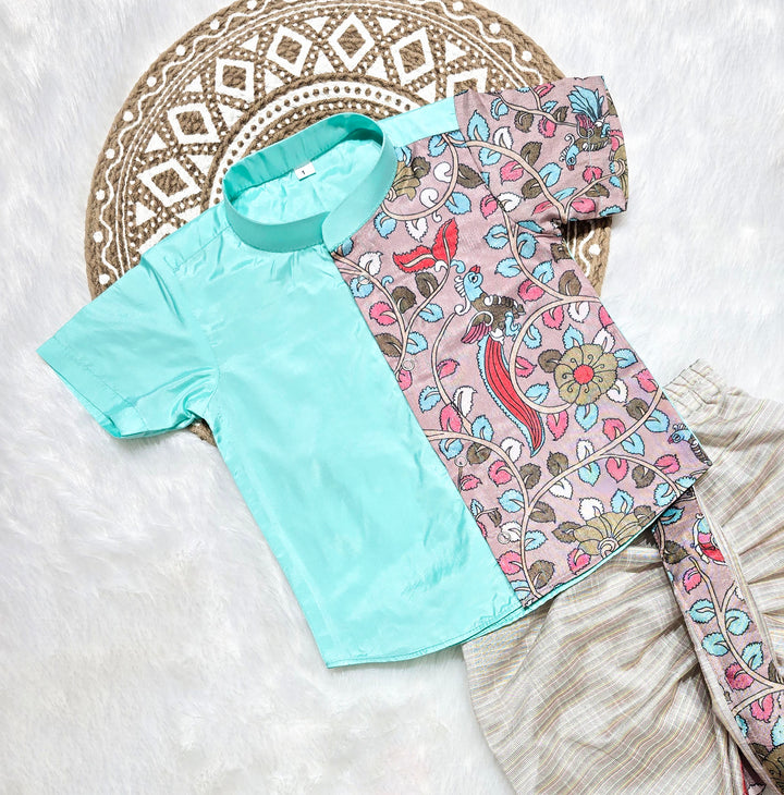 Yuvan -Turquoise Kurta & Dhothi Set