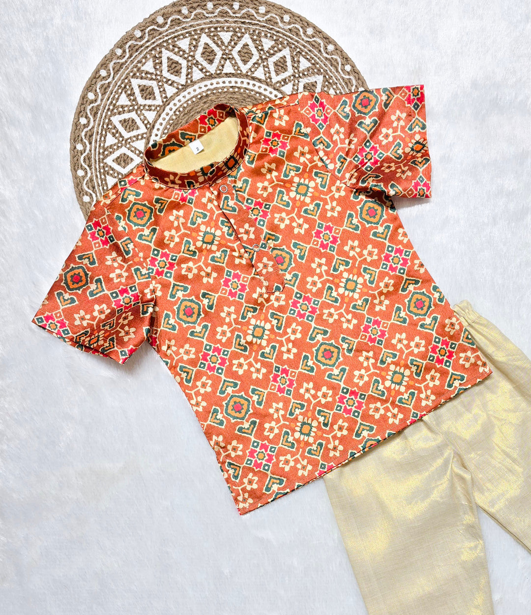 Shreyan - Rust Kurta Shirt & Pant Set
