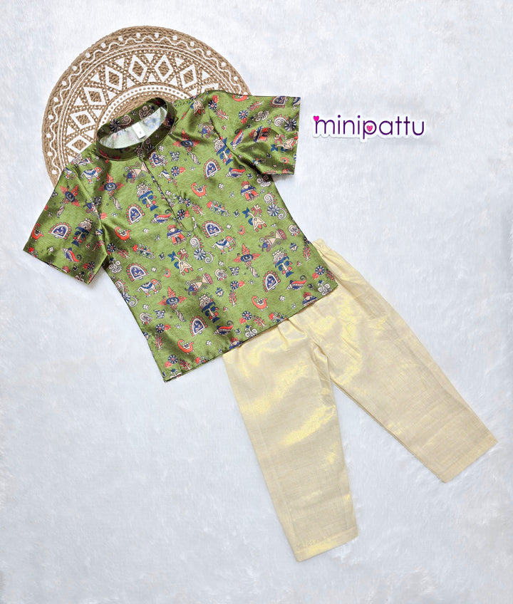 Shreyan - Green Kurta Shirt & Pant Set