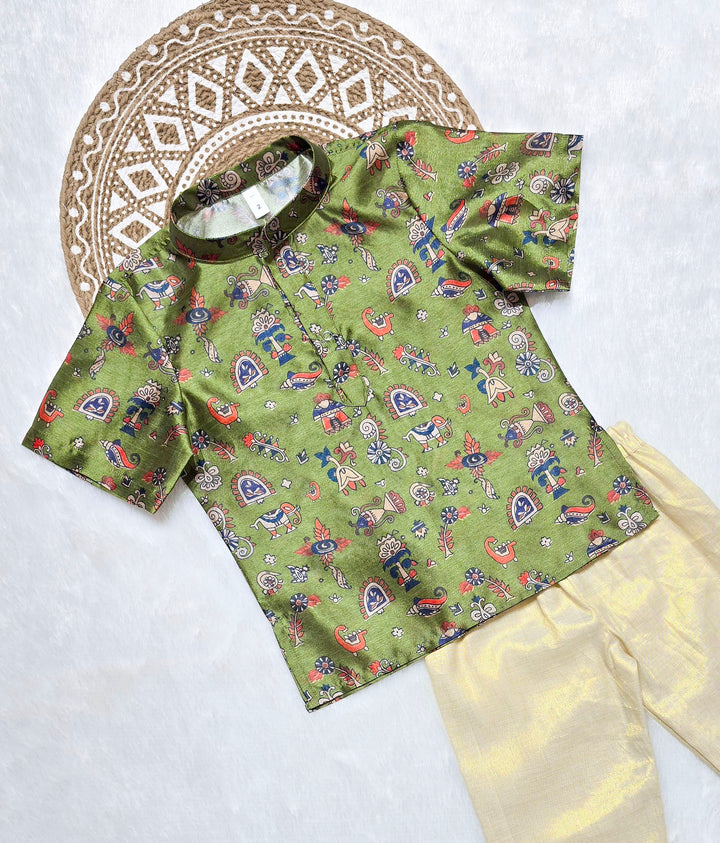 Shreyan - Green Kurta Shirt & Pant Set