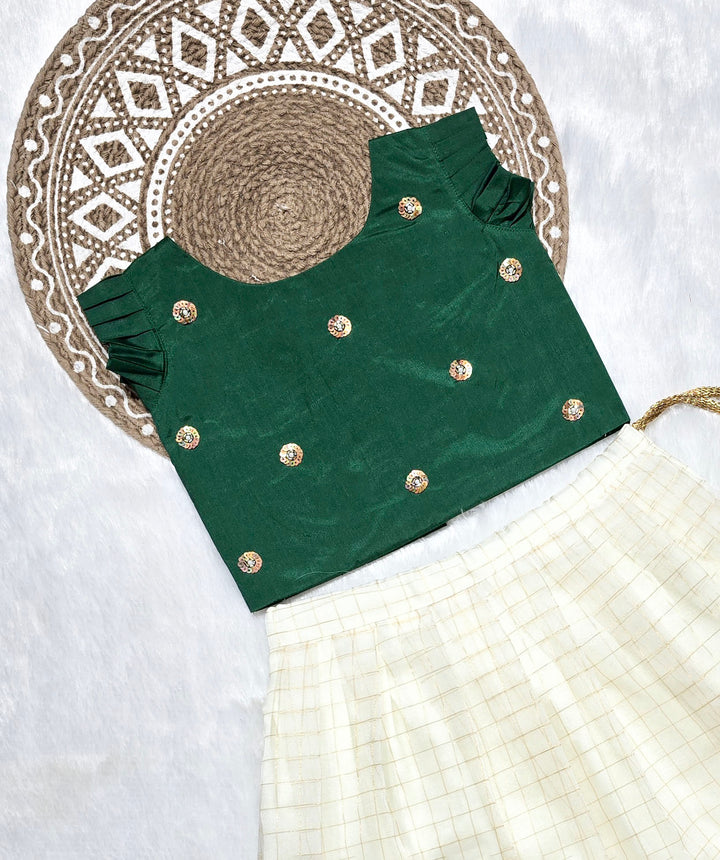 Niranjana - Green White Checks Designer Minipattu