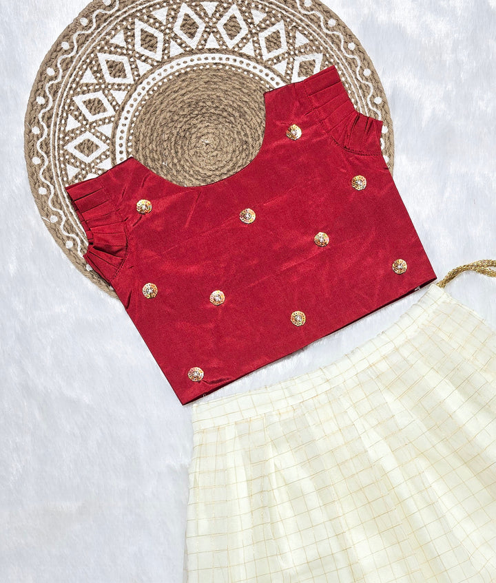 Niranjana - Maroon White Checks Designer Minipattu