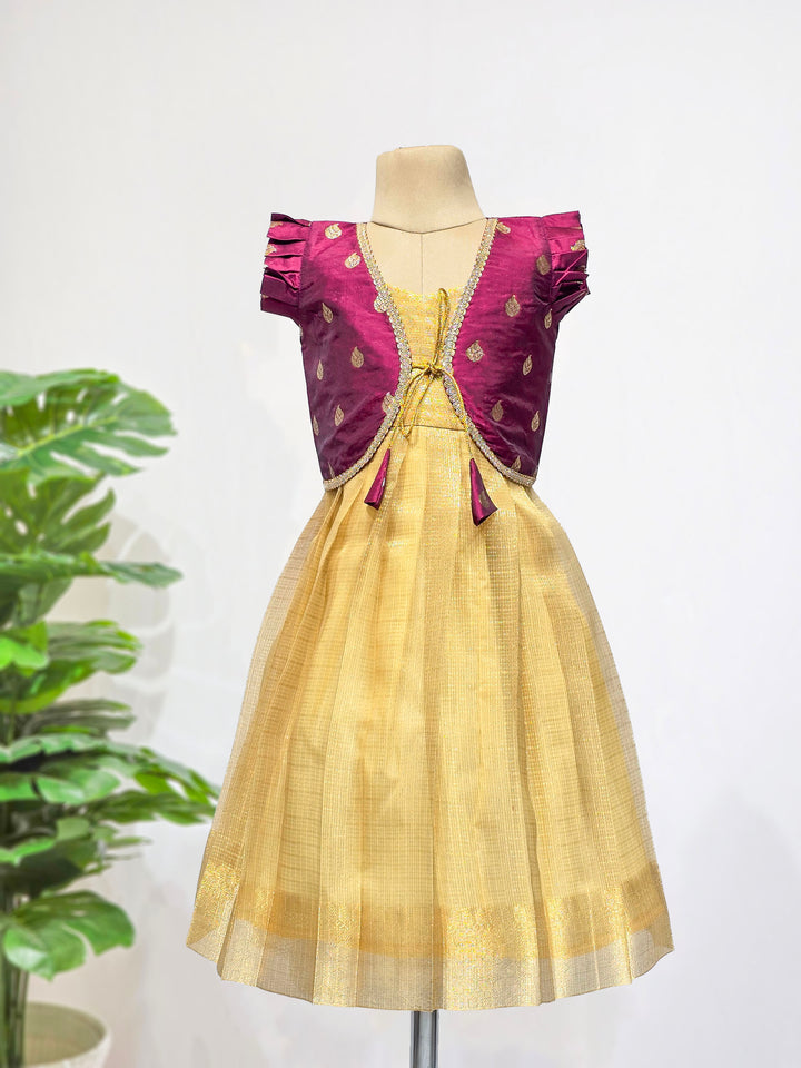 Mythili - Burgundy Golden 2 in 1 Designer MiniPattu