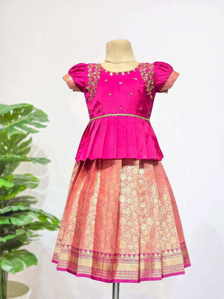 Ananya - Pink Pattu Pavadai Minipattu