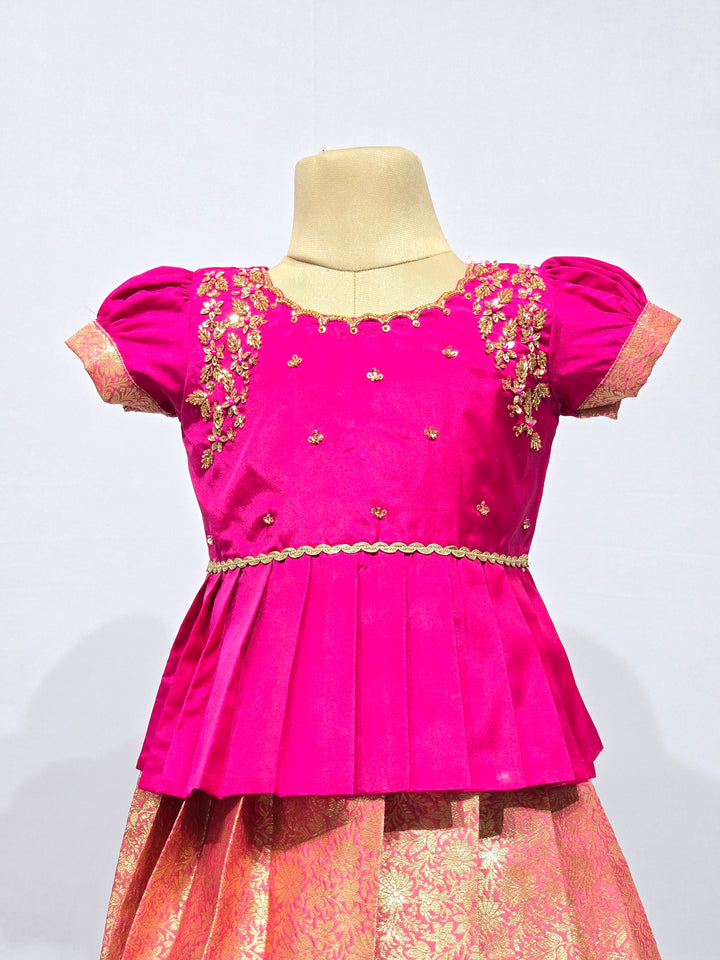 Ananya - Pink Pattu Pavadai Minipattu