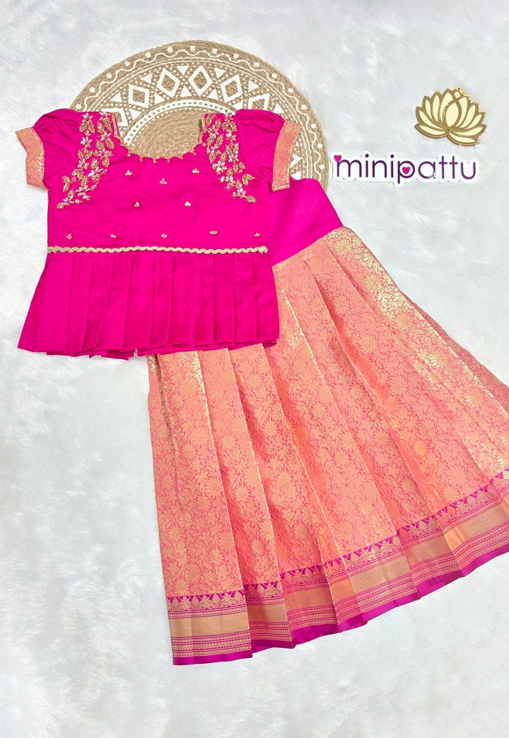 Ananya - Pink Pattu Pavadai Minipattu