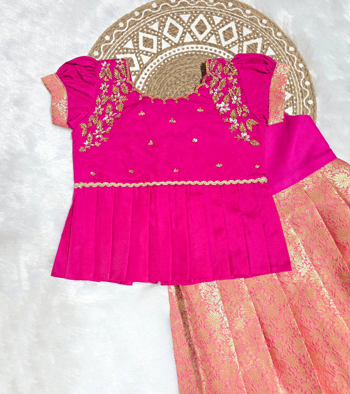 Ananya - Pink Pattu Pavadai Minipattu