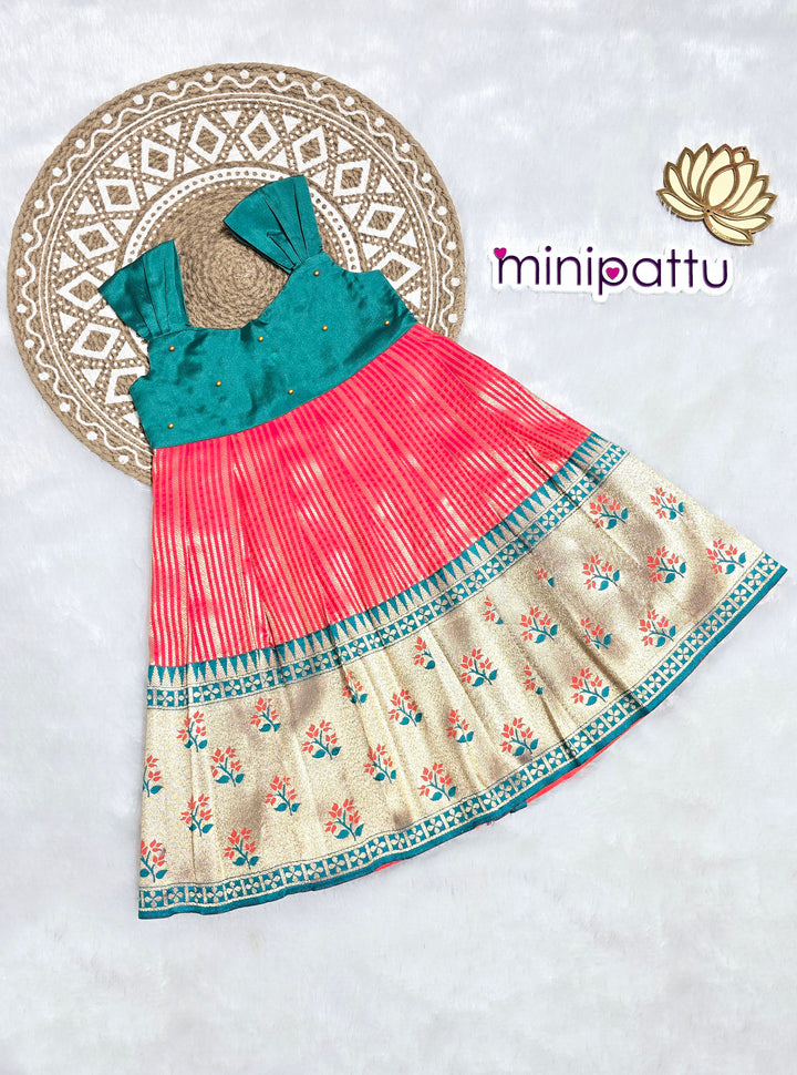 Sanu -Teal Red Frock Minipattu