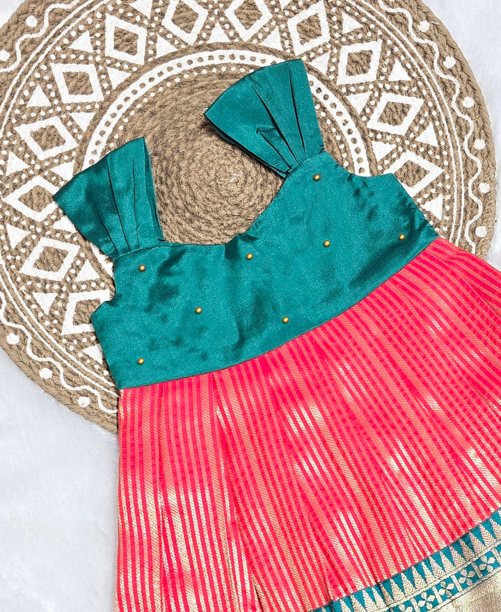 Sanu -Teal Red Frock Minipattu