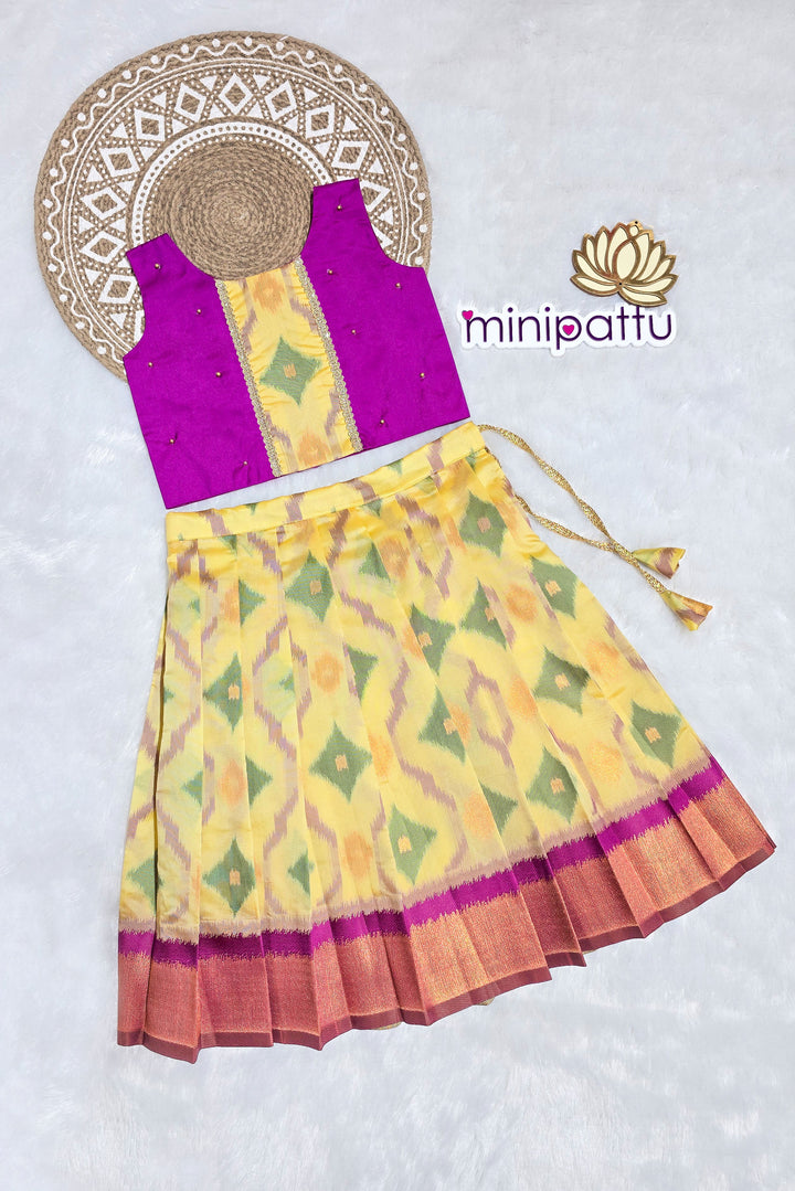 Srimathi - Magenta Lemon Yellow Designer Minipattu