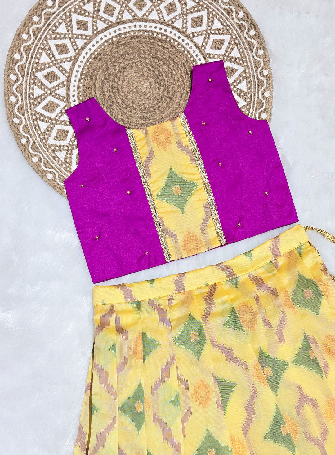 Srimathi - Magenta Lemon Yellow Designer Minipattu
