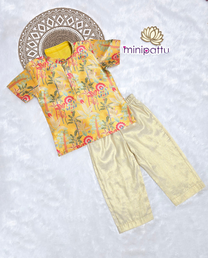 Arjun - Yellow Kurta Shirt & Pant Set