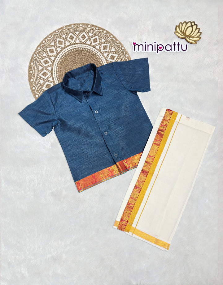 Dharshan - Teal Shirt & Vesti Set