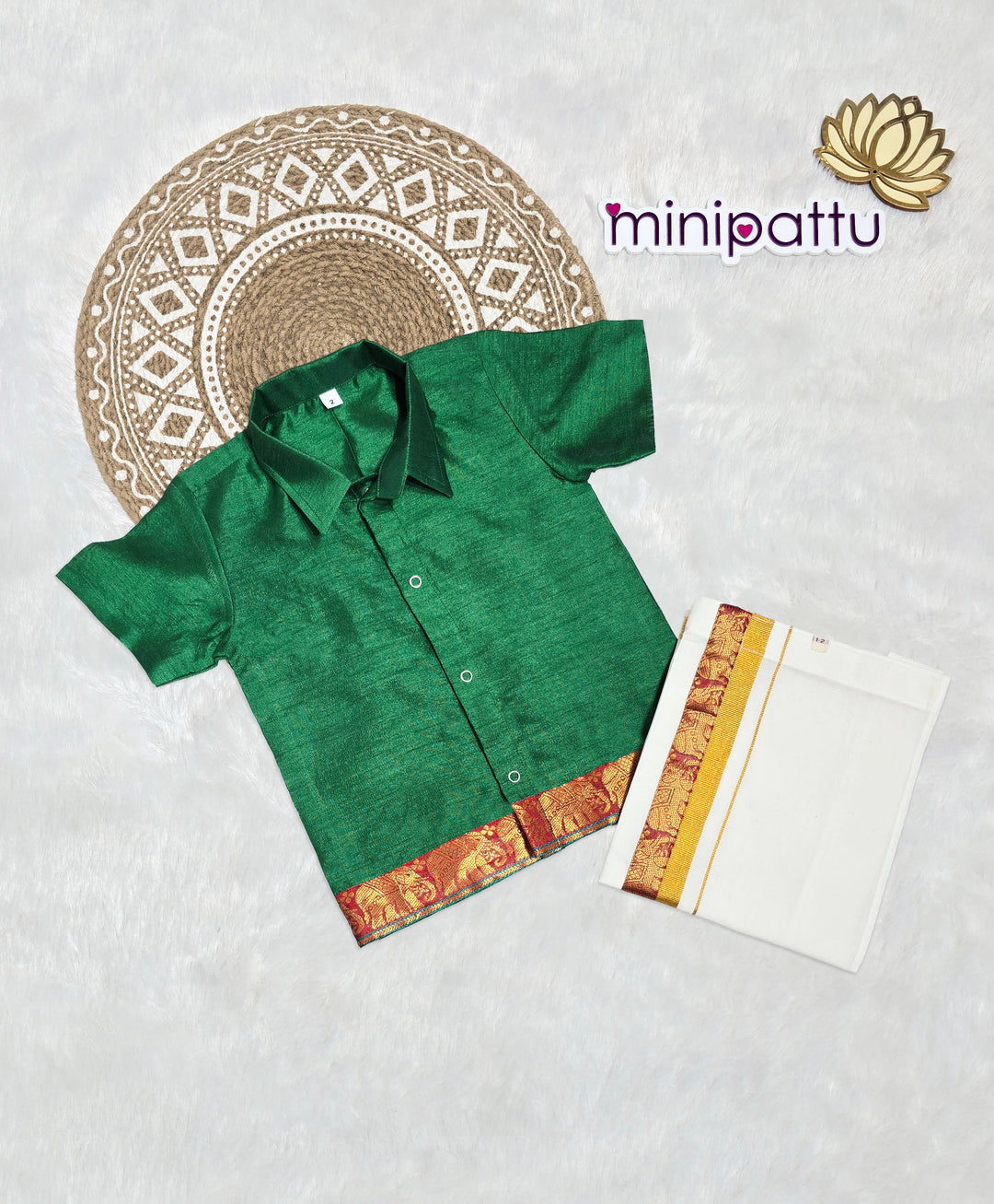 Dharshan - Green Shirt & Vesti Set