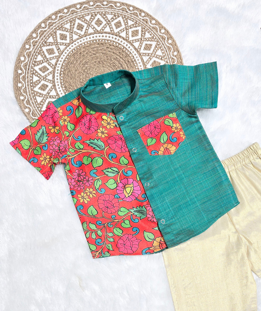 Nilan - Teal Green Kalamkari Shirt & Pant Set