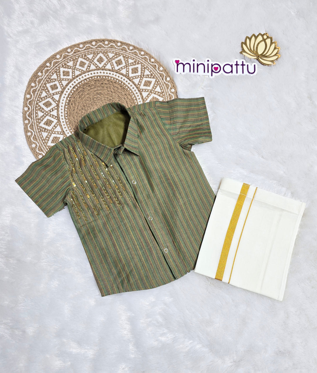 Siddharth - Mehandi Green Shirt & Vesti Set