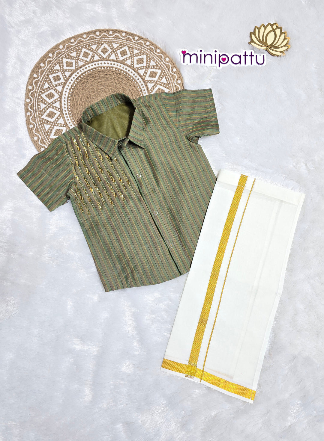 Siddharth - Mehandi Green Shirt & Vesti Set