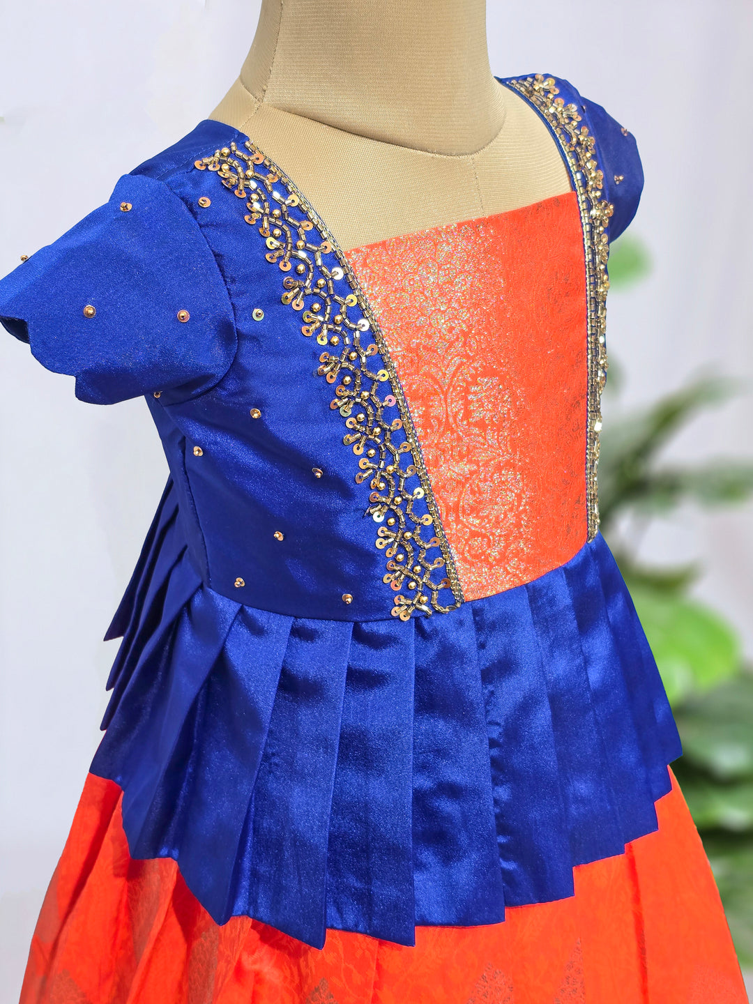 Avanthika - Blue Orange Pattu Pavadai Minipattu