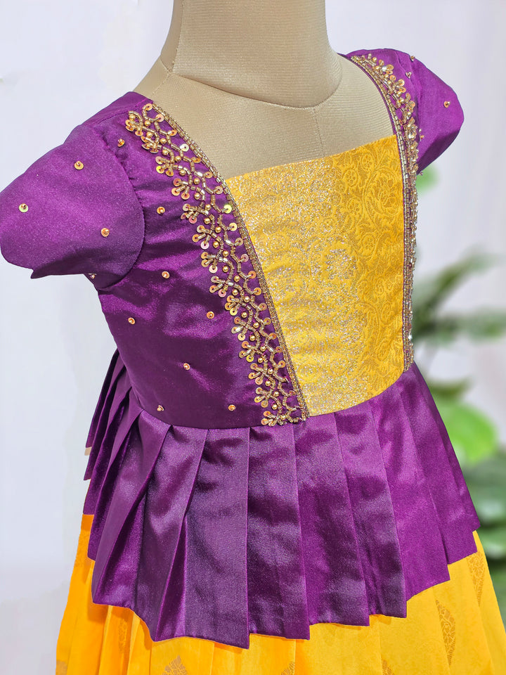 Avanthika - Purple Yellow Pattu Pavadai Minipattu