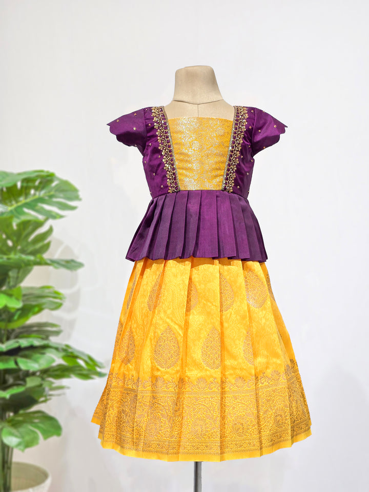 Avanthika - Purple Yellow Pattu Pavadai Minipattu