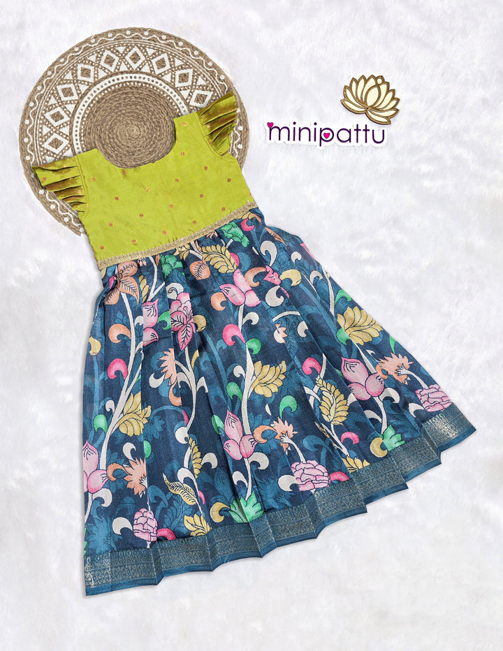 Aarna - Leaf Green Teal Frock Minipattu