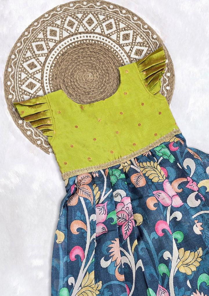 Aarna - Leaf Green Teal Frock Minipattu