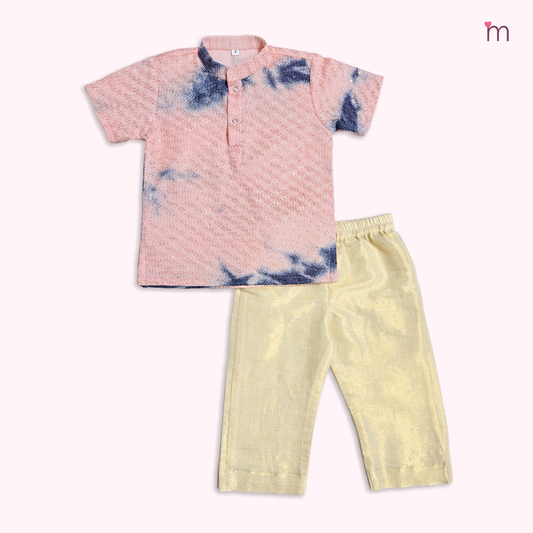 Vaibhav - Peach Tie & dye Kurta & Pant set