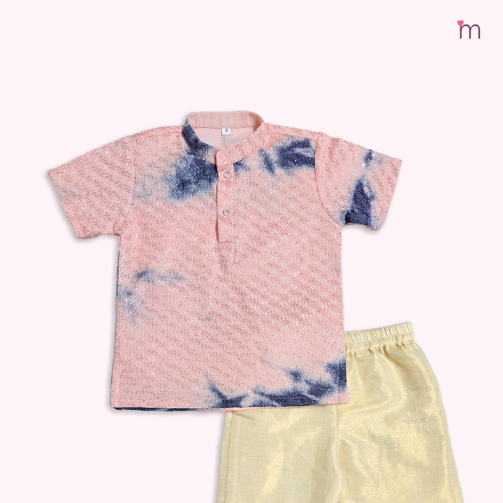 Vaibhav - Peach Tie & dye Kurta & Pant set
