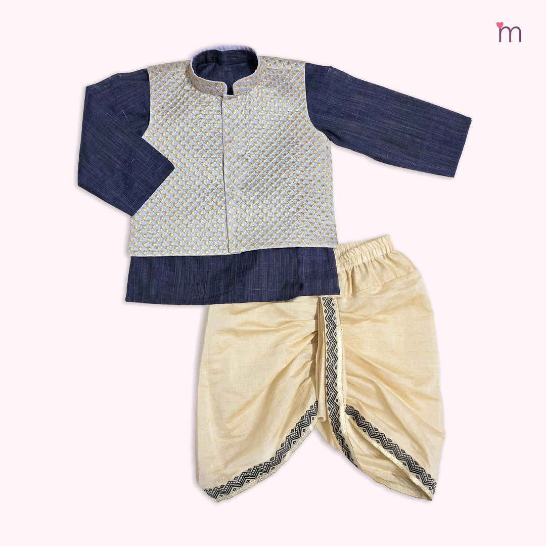 Nishaan - Grey Blue Sherwani set