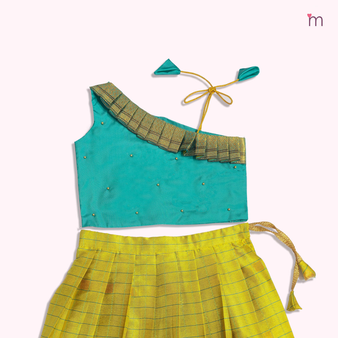 Yamuna - Teal Leaf Green Minipattu