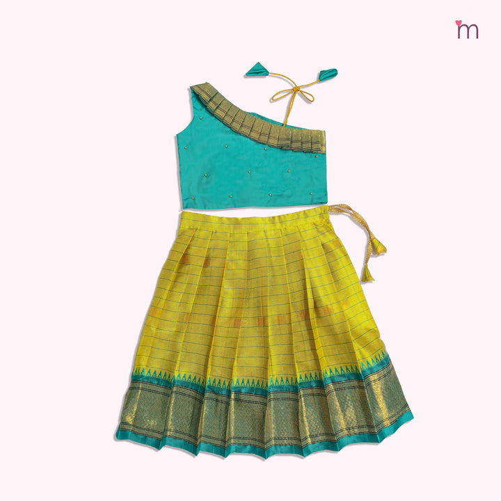 Yamuna - Teal Leaf Green Minipattu