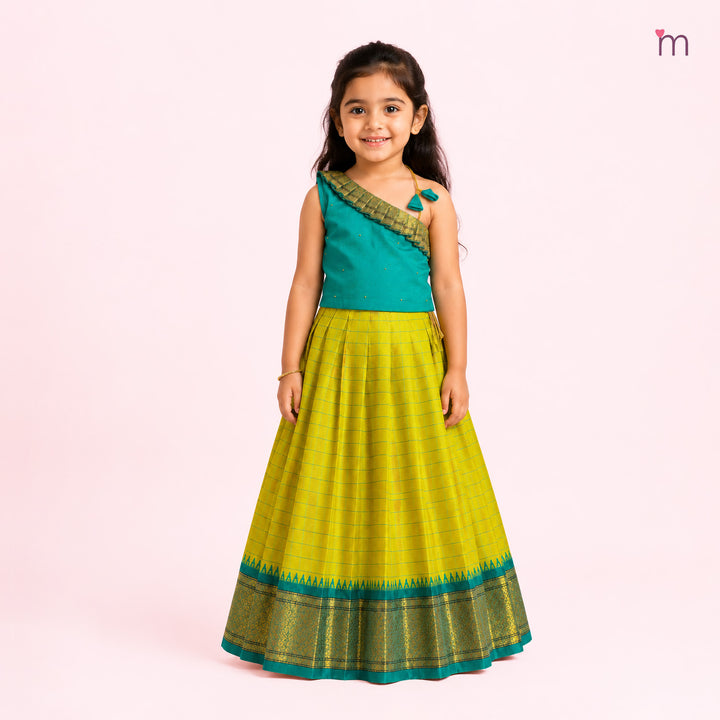 Yamuna - Teal Leaf Green Minipattu